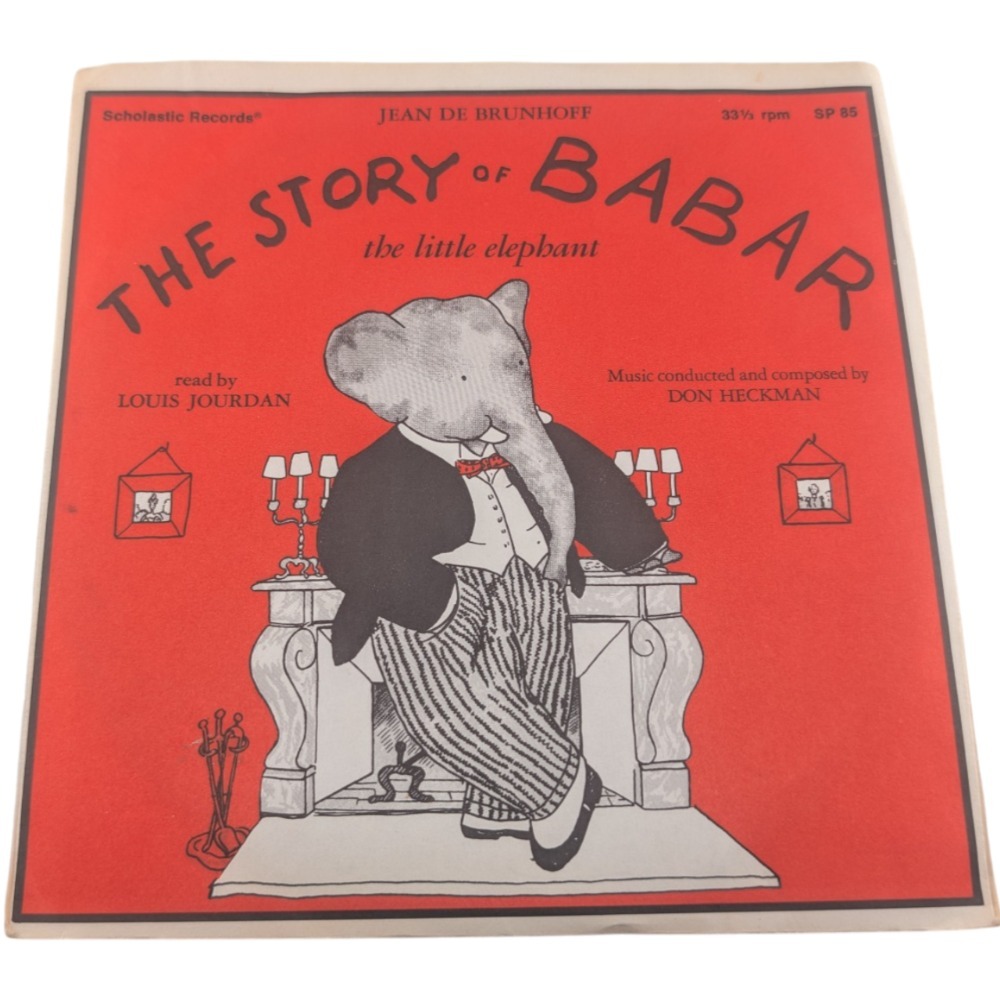 Scholastic Records The Story of Babar 7" Vinyl Kids 33 RPM Louis Jourdan SP 85
